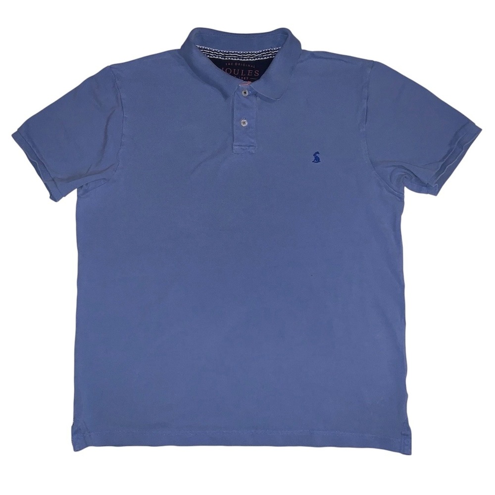 Joules Woody Polo Mens Large Blue Classic Fit Short Sleeve Cotton Pique Shirt